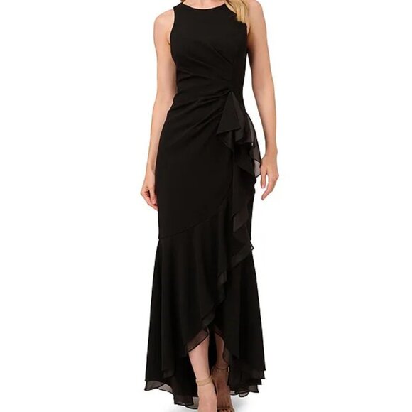 Adrianna Papell Dresses & Skirts - Adrianna Papell Crew Neck Sleeveless Cascading Ruffle High-Low Dress Size 8